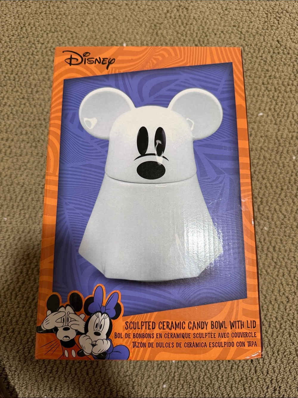 Disney White Mickey Ceramic Candy Bowl with Lid